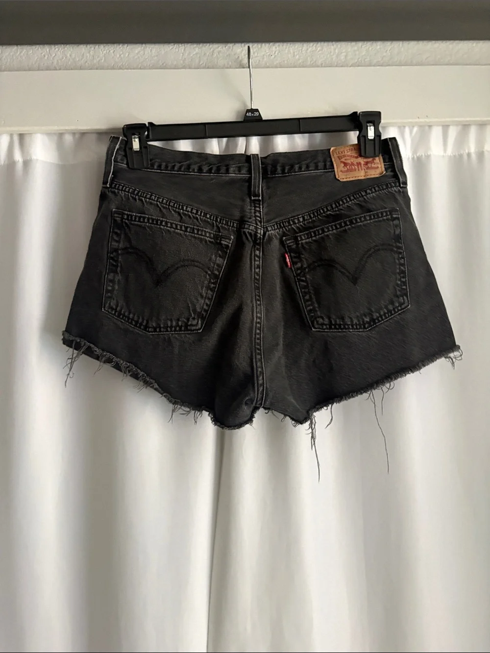 Levi's Black Frayed-Hem Denim Cutoff Shorts